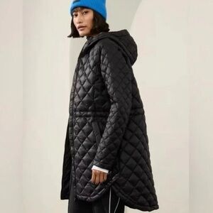 Athleta Whisper Featherless Winter Puffer Parka Black Quilted Jacket XS
